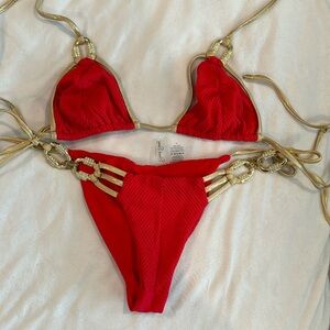 Beach bunny red and gold bikini